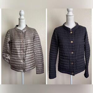 Herno REVERSIBLE down feather jacket puffer coat buttons quilted champagne black